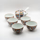 Arita-Yaki Tea Set - Kyusu & 5 Yunomi
