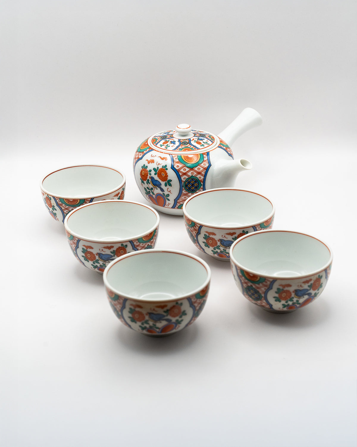 Arita-Yaki Tea Set - Kyusu & 5 Yunomi