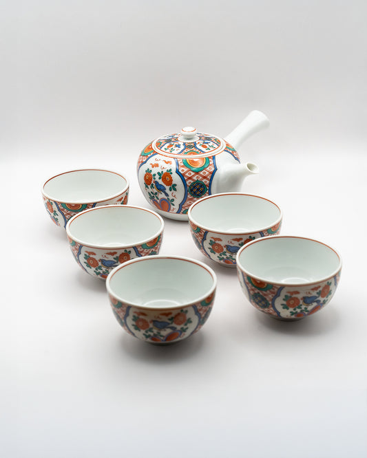 Arita-Yaki Tea Set - Kyusu & 5 Yunomi