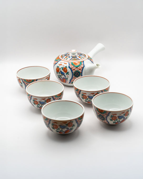 Arita-Yaki Tea Set - Kyusu & 5 Yunomi