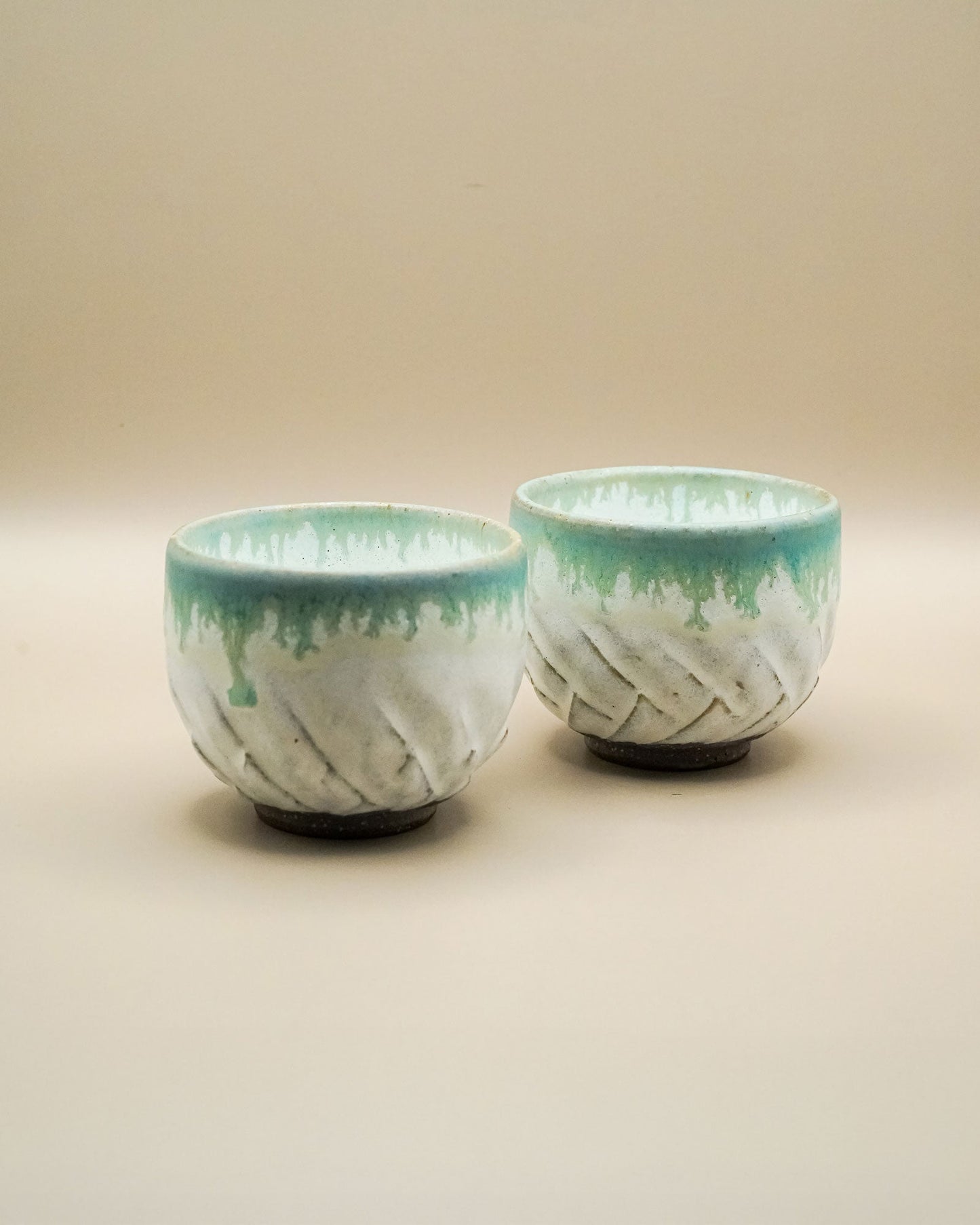 Mino - Yaki ceramiczne kubeczki na herbatę (dwa) - CIABA | JAPOŃSKA ZIELONA HERBATA